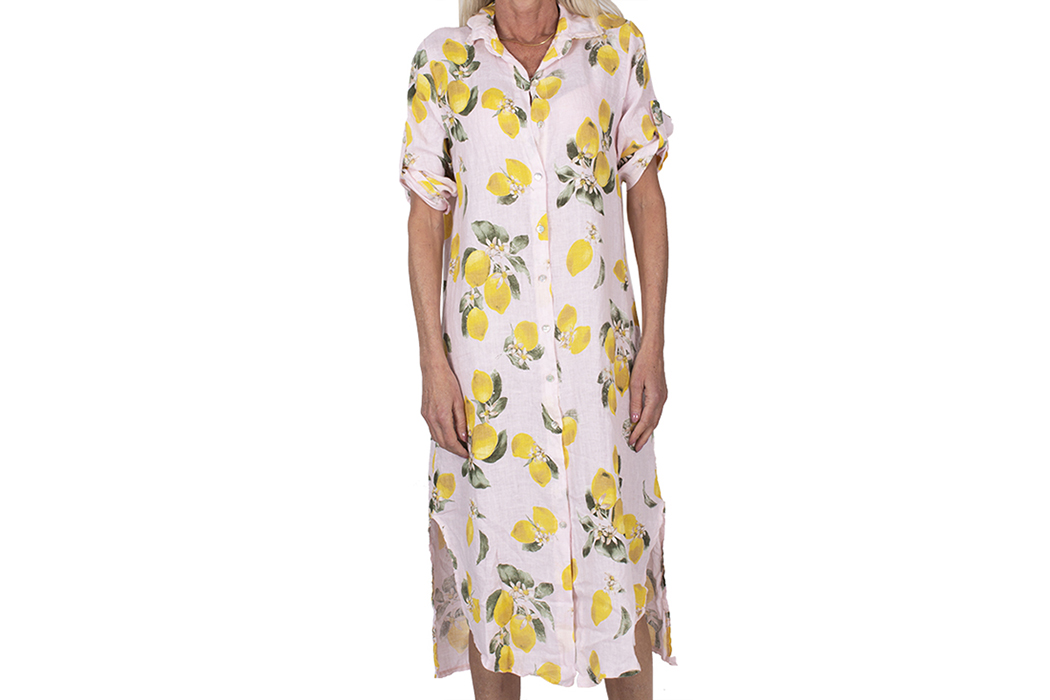 12461 Linen long Dress Rosa